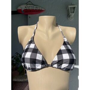 Plaid String Triangle Bikini Top Size S